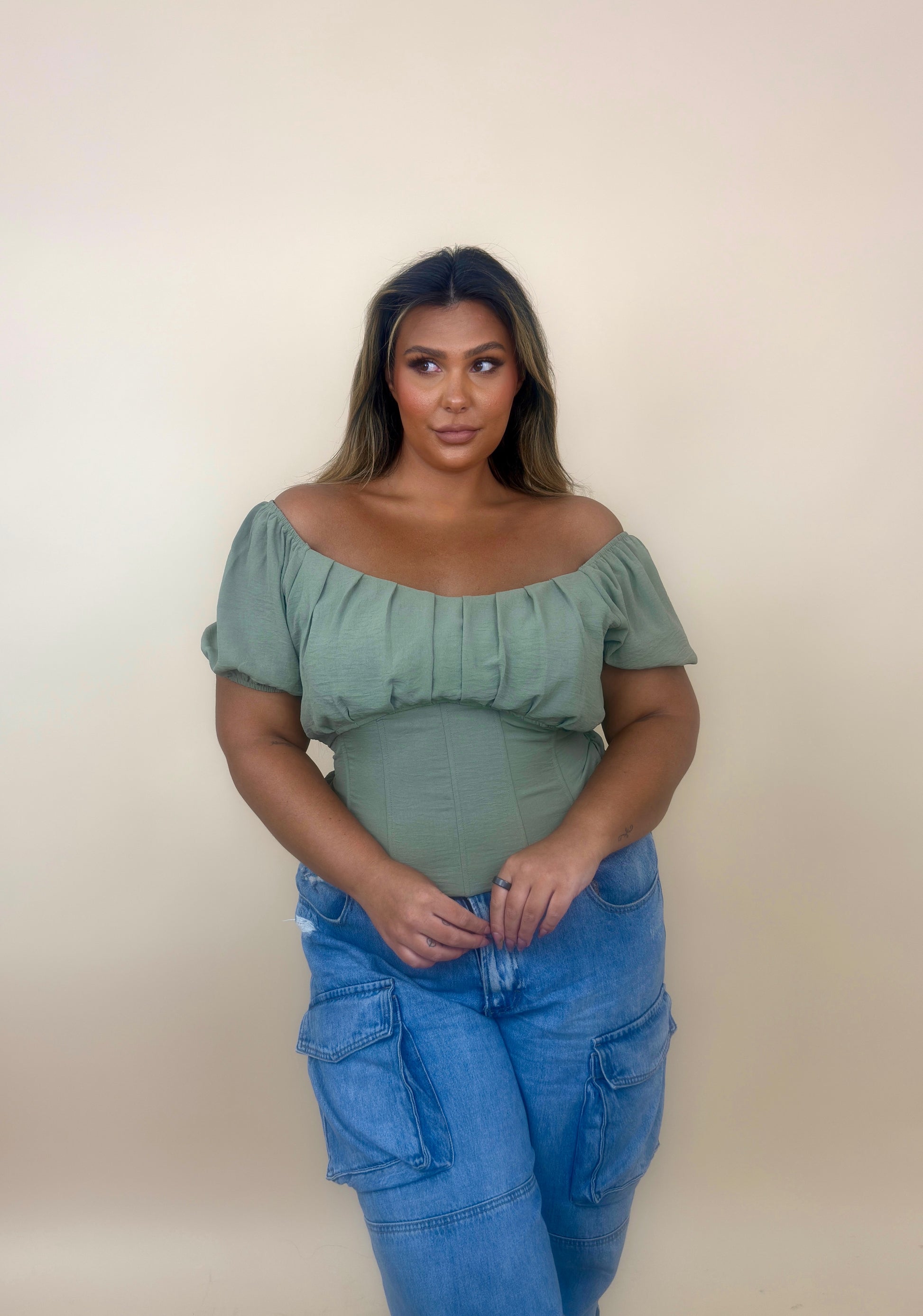 Billowy Corset Bow Tie Top (2 colors)