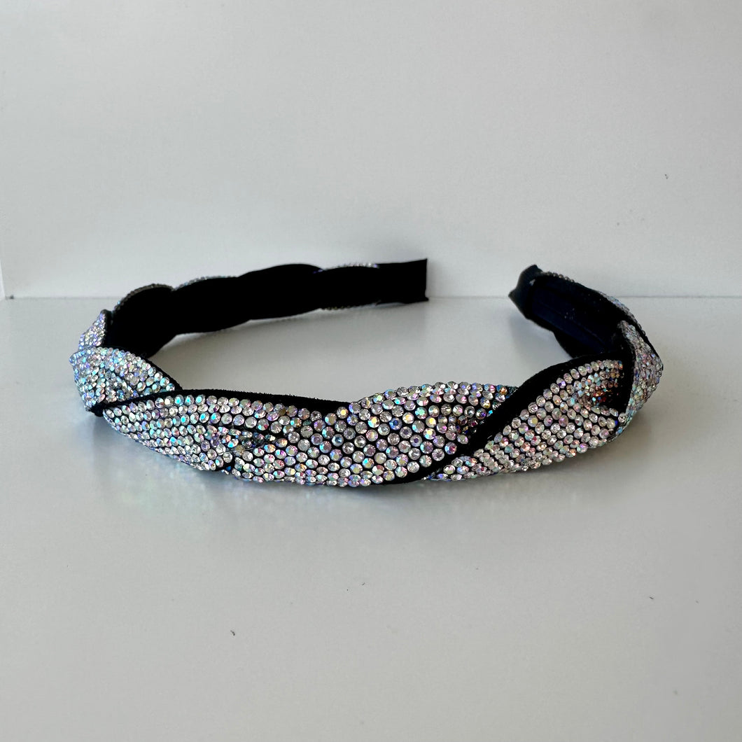 Holographic Rhinestoned Twist Headband