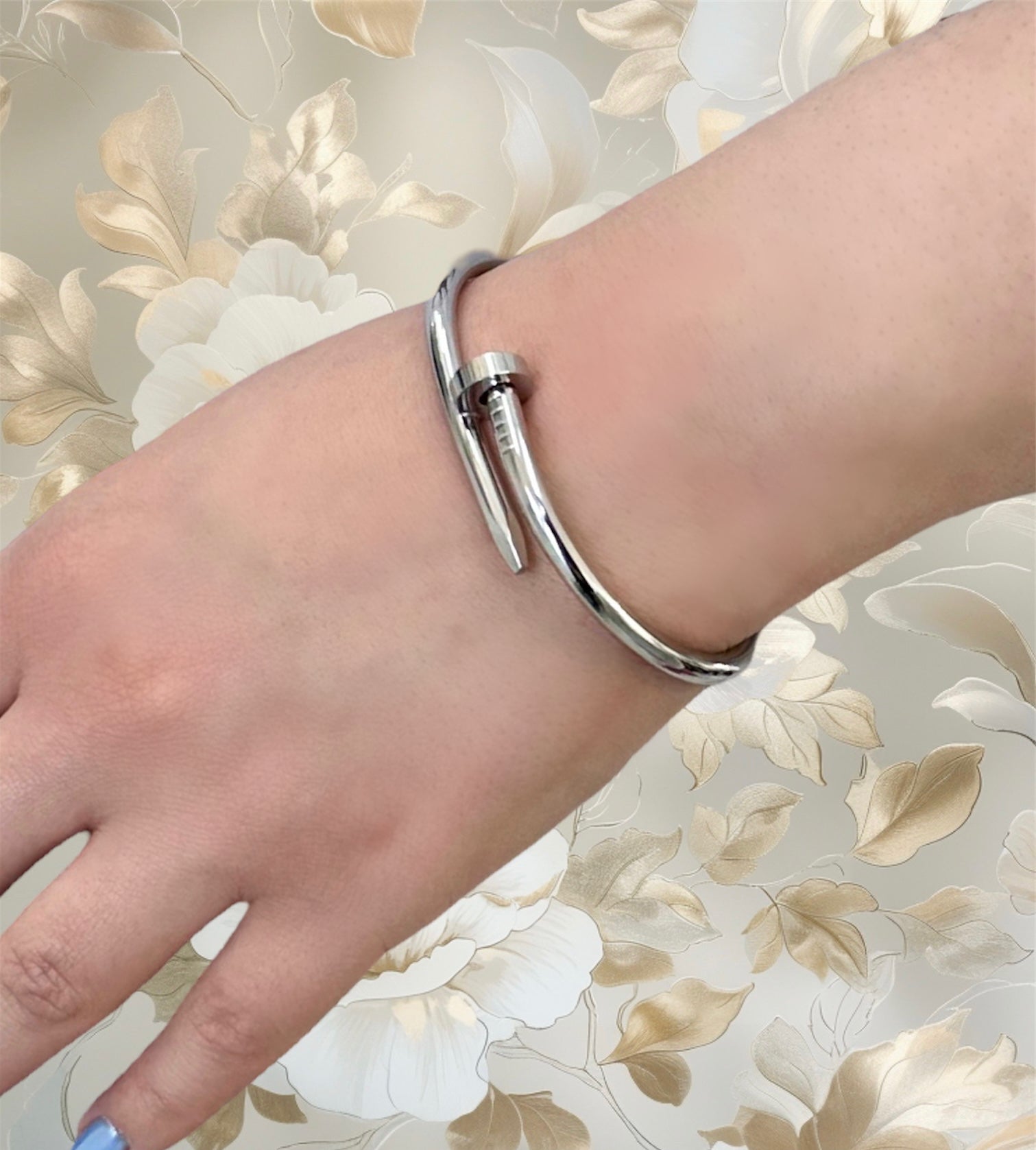 Stainless Steel Silver Nail Bracelet
