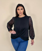 Load image into Gallery viewer, Sheer Shimmer Long Sleeve Top
