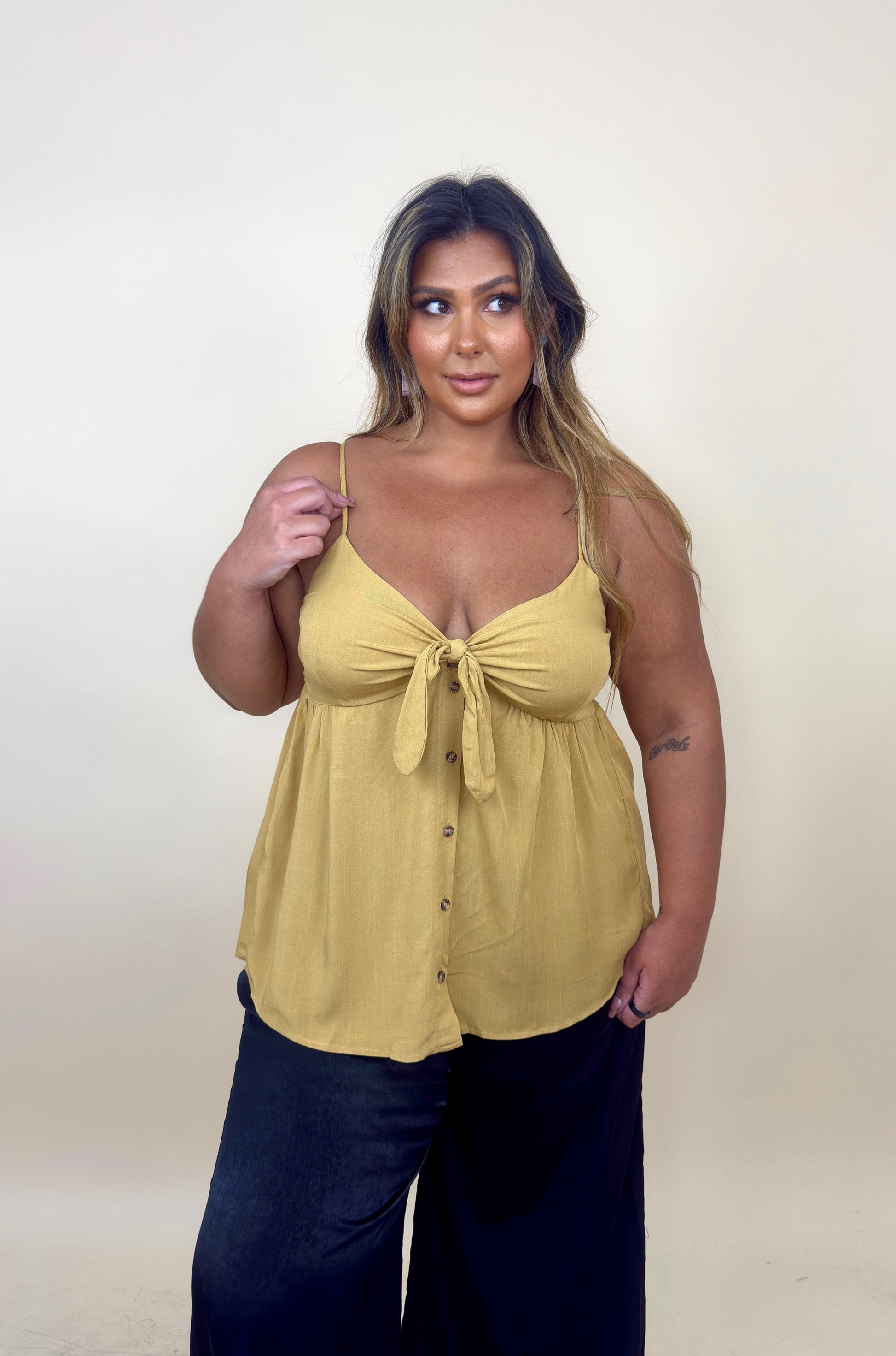 Front Tie Flowy Tank Top (2 colors)