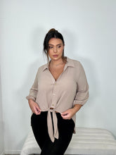 Load image into Gallery viewer, Beige High Low Front Tie Top
