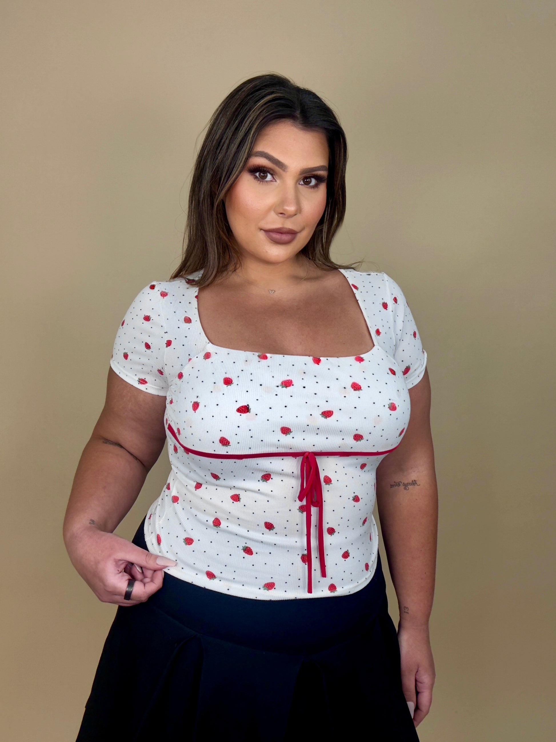 Square Neck Strawberry Top (2 colors)
