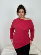 Load image into Gallery viewer, Red Off Shoulder Sweater Top
