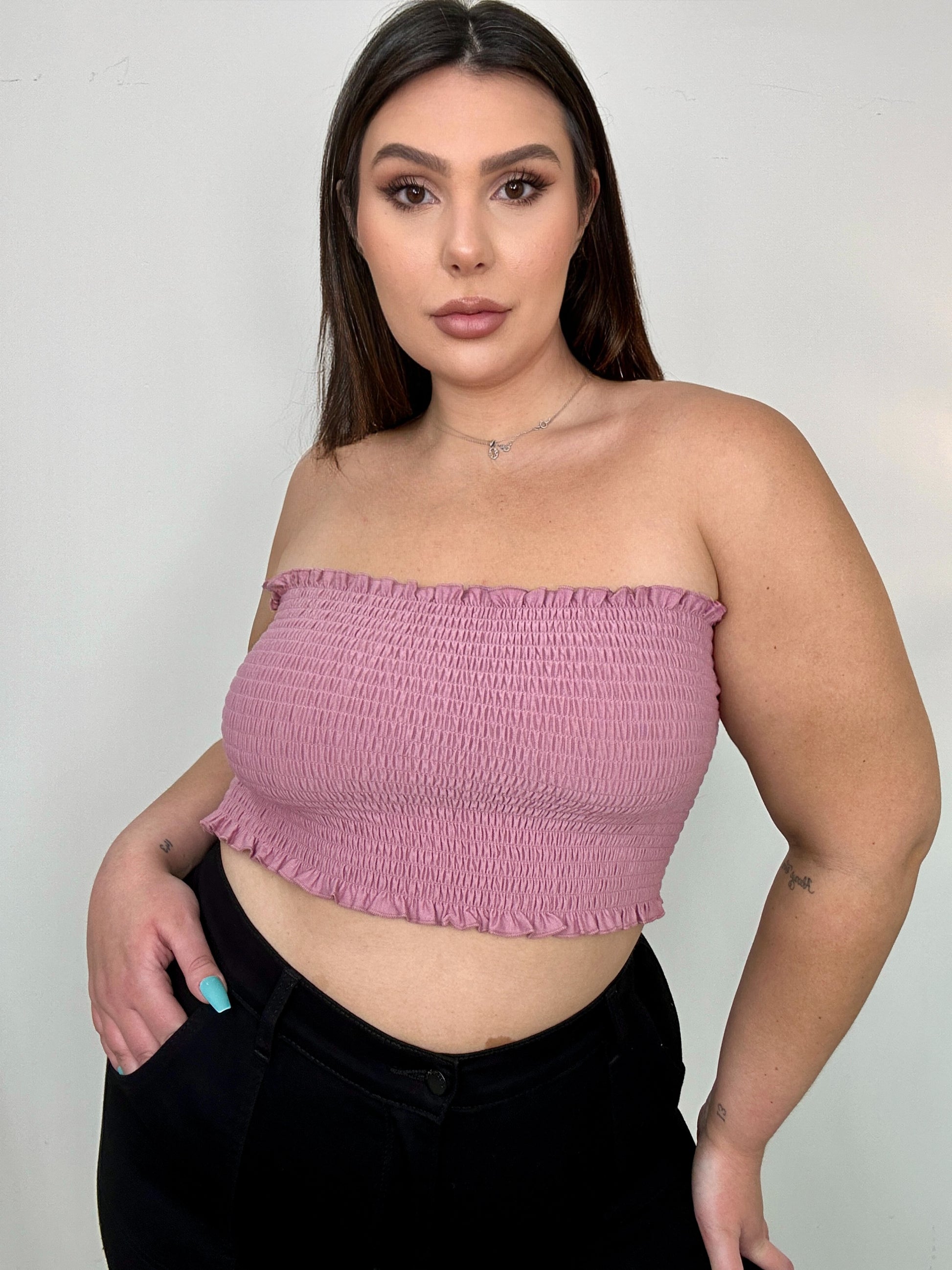 Stretchy Ruffled Tube Top (2 colors)