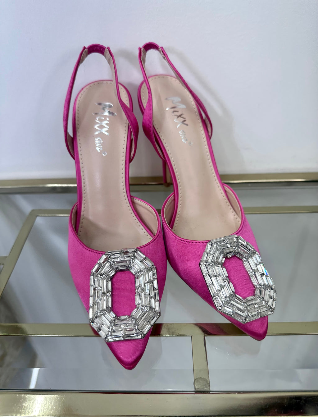 Bright Pink Crystal O Heels