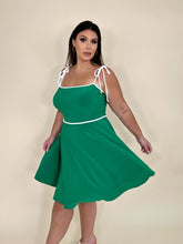 Load image into Gallery viewer, Green &amp; White A-Line Dress
