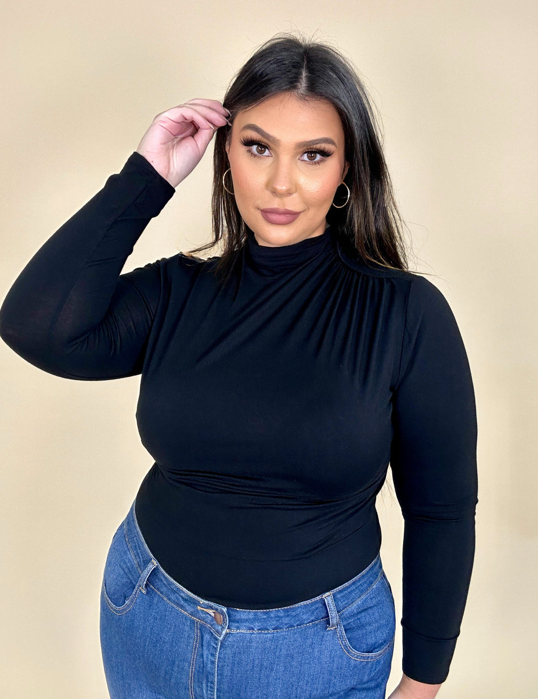 High Neck Long Sleeve Bodysuit Top (2 colors)