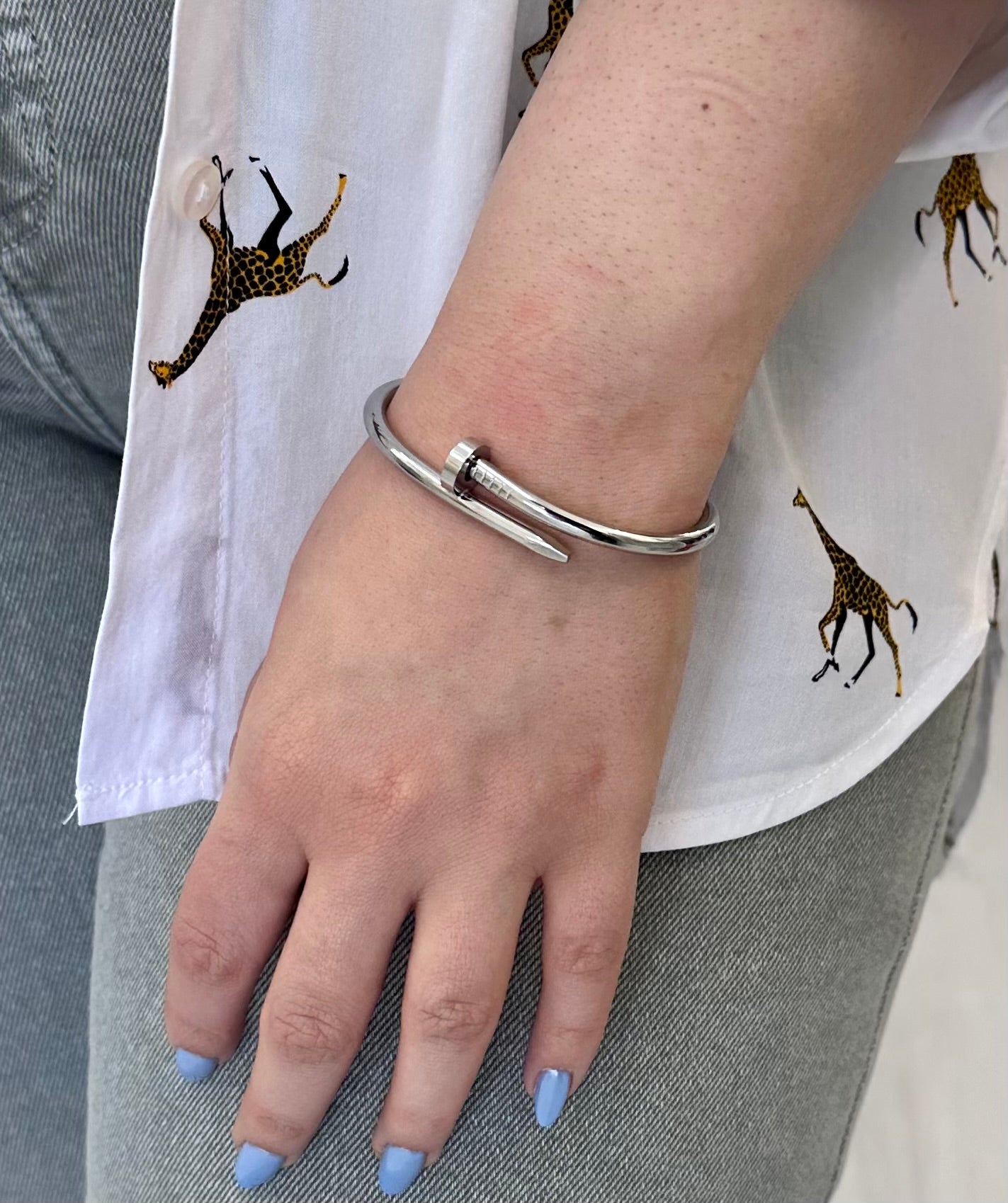 Stainless Steel Silver Nail Bracelet