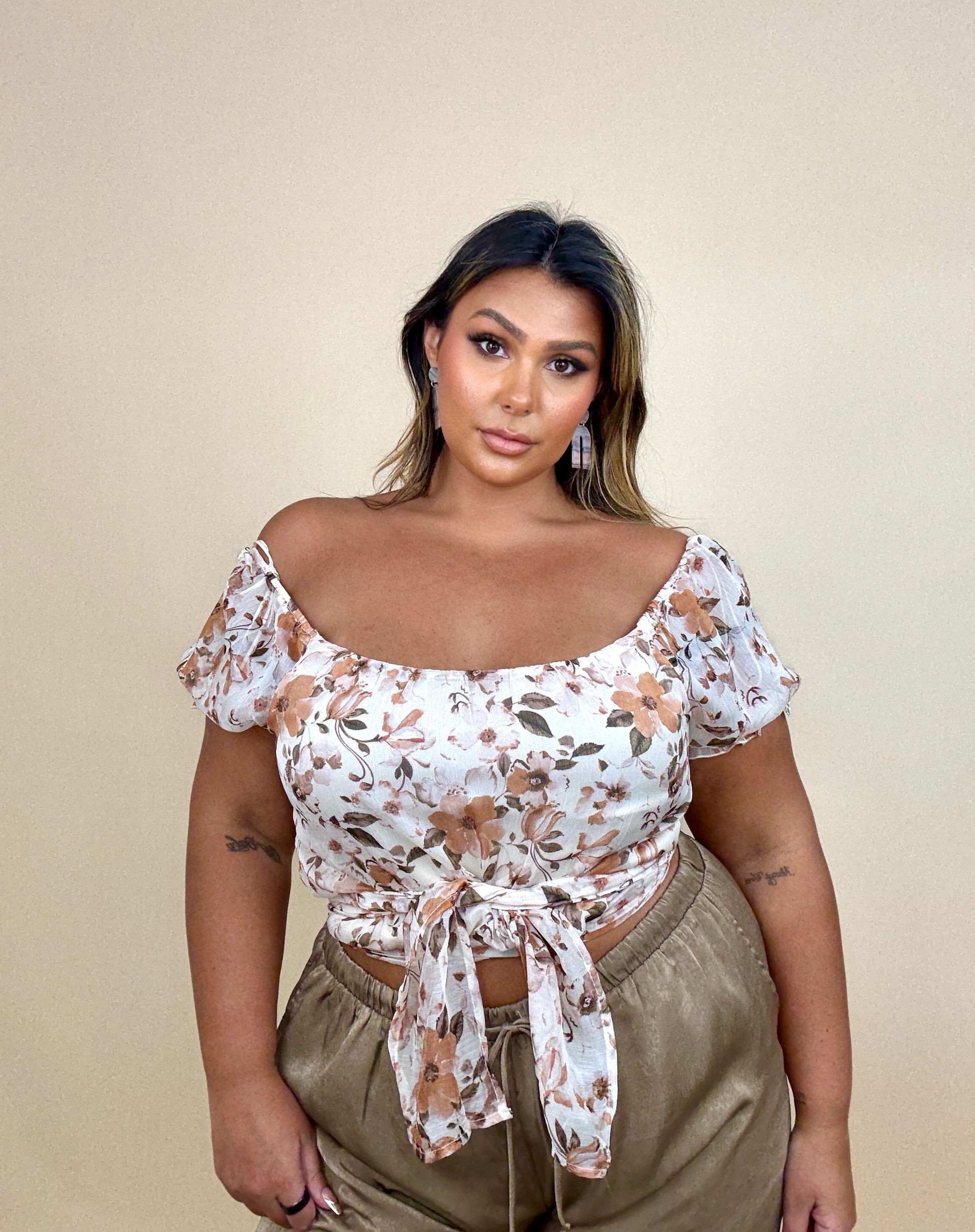 Semi Sheer Multi-Way Floral Wrap Top