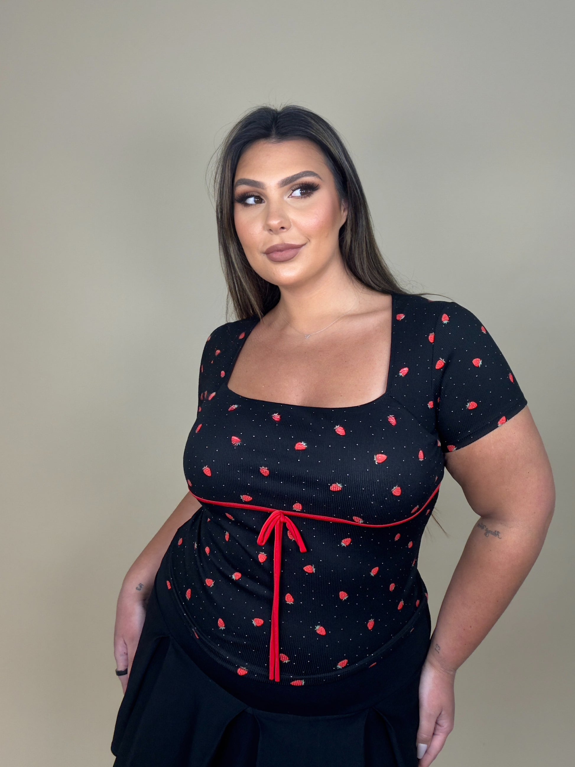 Square Neck Strawberry Top (2 colors)