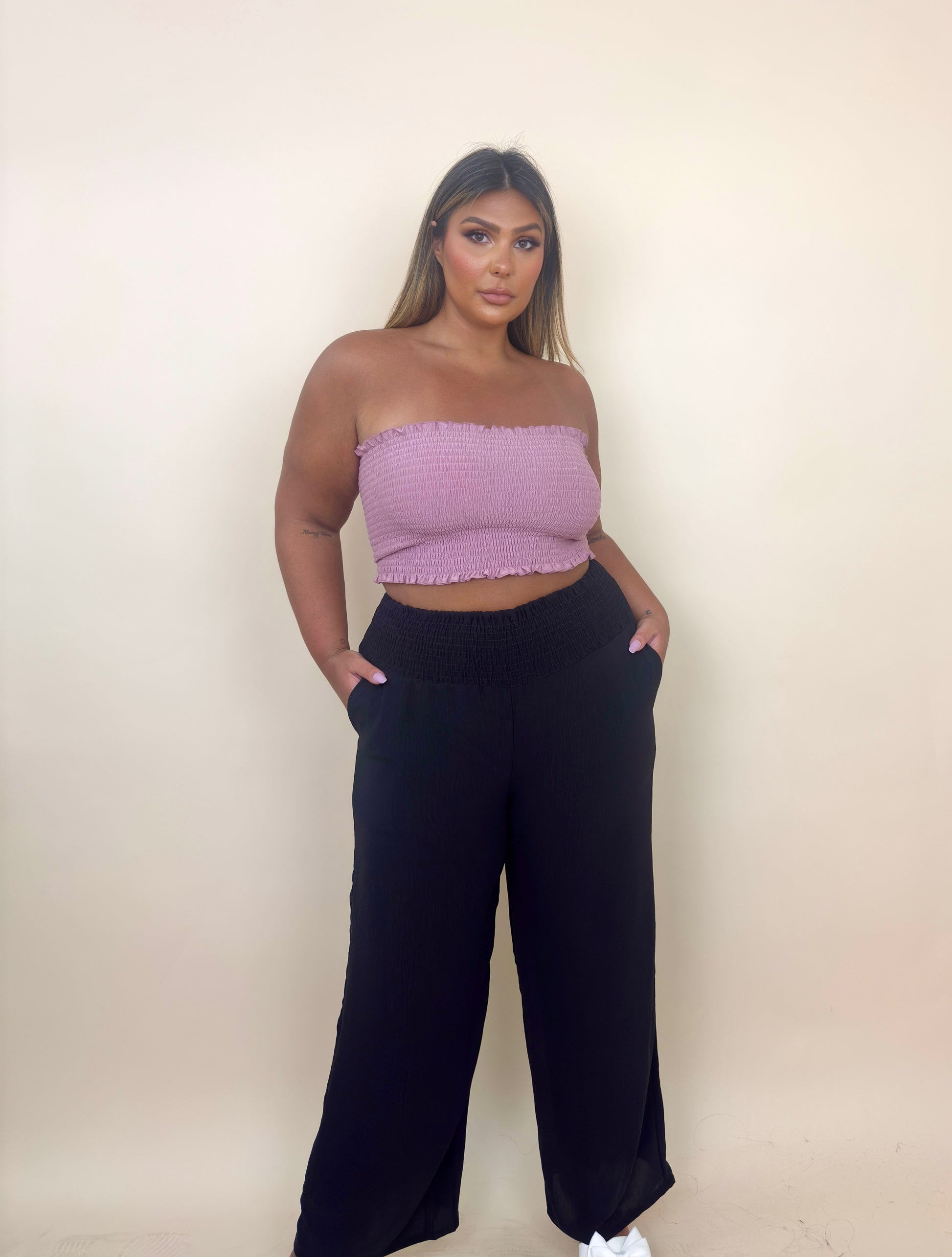 Smocked Black Pants