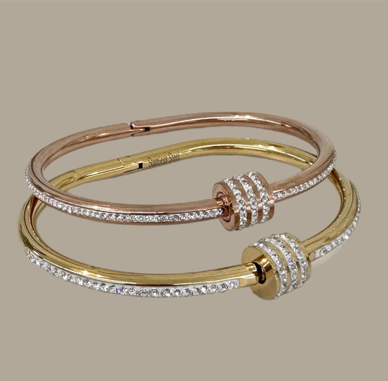 Diamond Studded Cylinder Bracelet (2 colors)