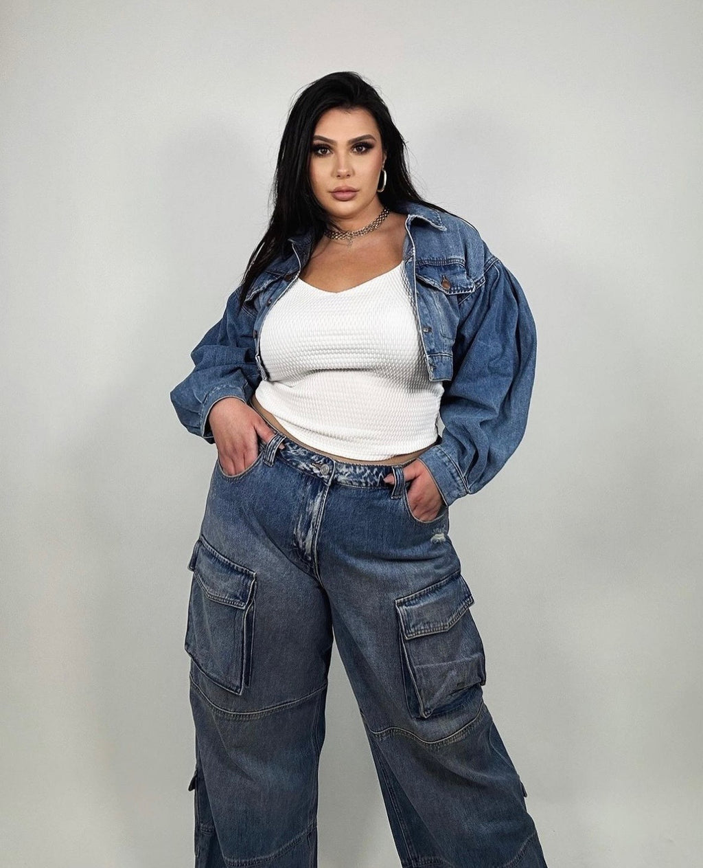 'Jessie' Cropped Jean Jacket Shrug