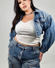 Load image into Gallery viewer, &#39;Jessie&#39; Cropped Jean Jacket Shrug
