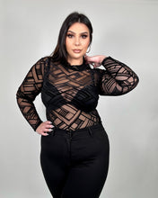 Load image into Gallery viewer, &#39;Sasha&#39; Sheer Patterned Long Sleeve Bodysuit Top
