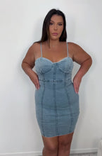 Load and play video in Gallery viewer, Denim Bodycon Mini Dress
