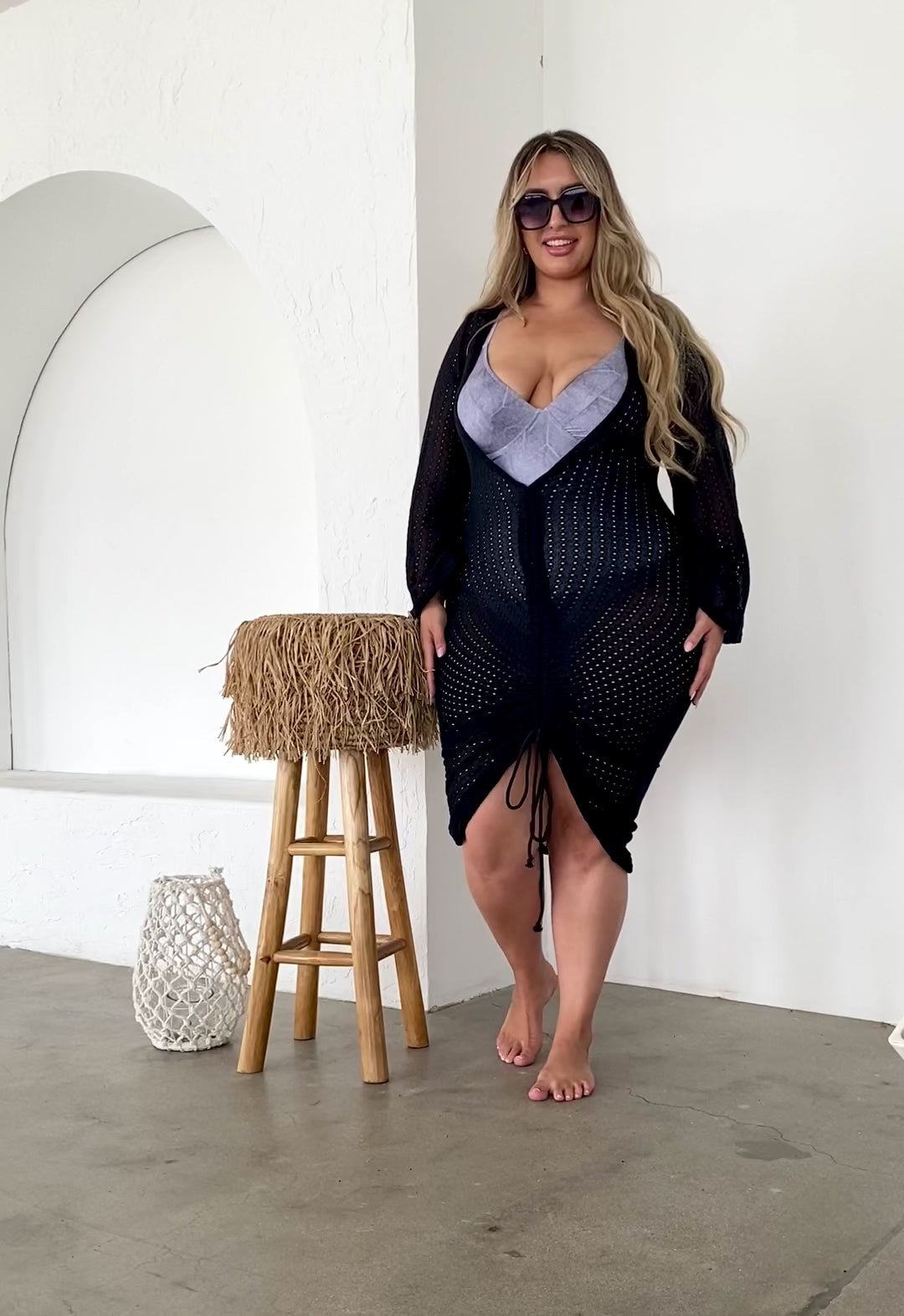 Knit Cinch Tie Coverup Dress (2 colors)
